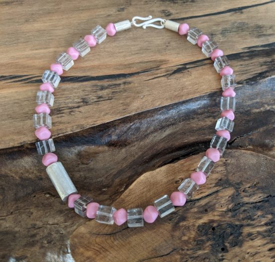 Kette Rauchquarz und Glas